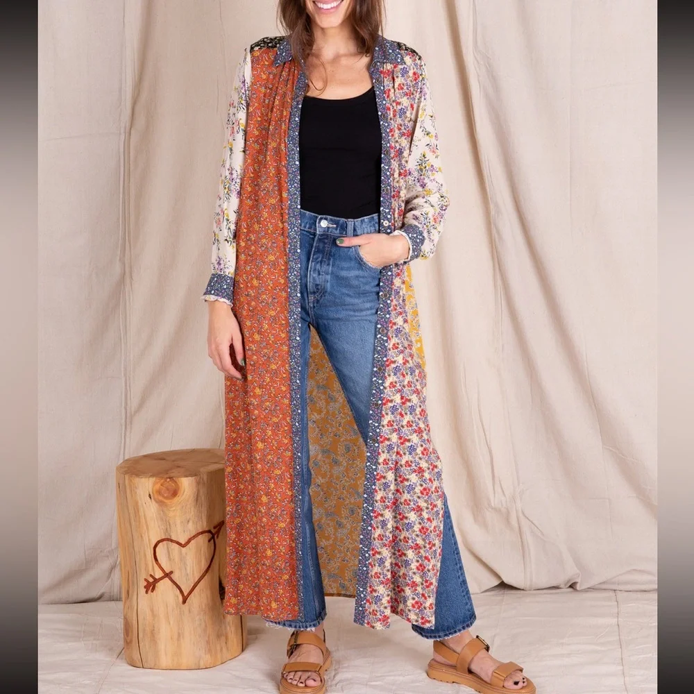 NWT Natural Life Esme Shirt Dress - Rust Blue Mix Print - Picture 3 of 14